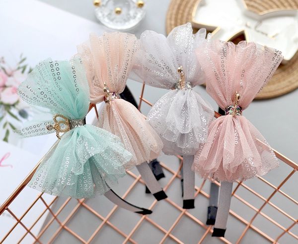 

12pcs fashion glitter sequin gauze bow hair sticks tiaras bowknot hairbands headbands princess headwear girls hair accessories, Slivery;white