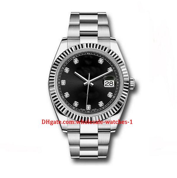 

19 style wholesale super quality wristwatches 41mm steel 18k white gold black diamond dial mens watch 126334, Slivery;brown