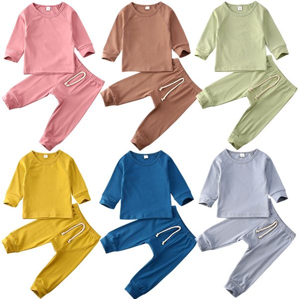 

2020 детские весна осень одежда 2pcs малышей kid baby boy girls outfit 100% хлопок одежда с длинным рукавом + брюки set, White