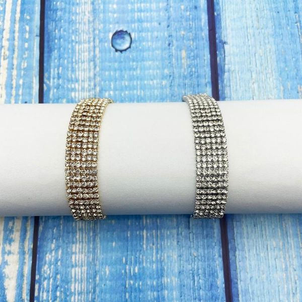 

link, chain 2021 fashion bling crystal bracelets & bangles gold rhinestone paved bracelet for women luxury wedding party jewelry gift, Black