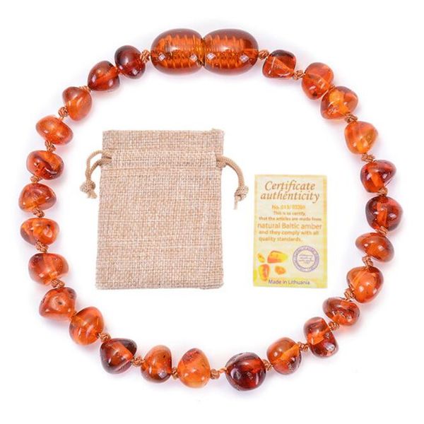 

baltic ambers teething necklace for babies kids bracelet - anti flammatory natural certificated oval baltic jewelry, Black