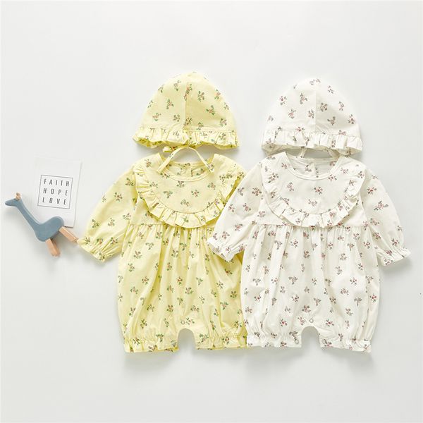 

2020 autumn baby girls rompers infant jumpsuit cute newborn baby cotton fresh floral lace rompers toddler girls birthday clothes, Blue