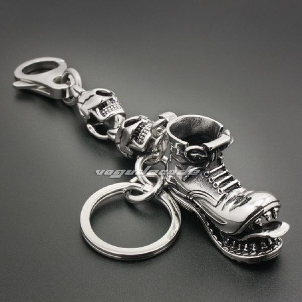 

skull boot 316l stainless steel mens biker rocker punk keychain 4s026kc, Slivery;golden