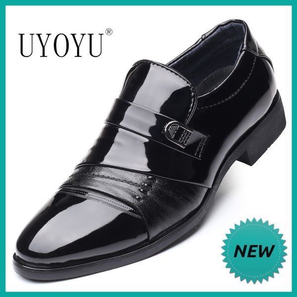 

drop shipping men dress shoes italian oxford mens loafer patent leather casual 2020 moccasins designer driving shoe, Black