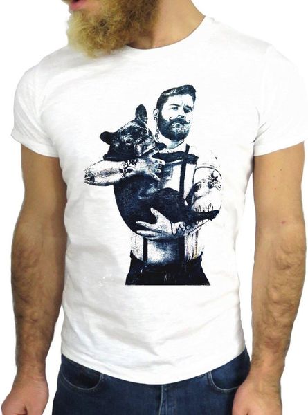 

natural cotton printed man fashion round collar t shirt dog man fun cool vintage rock funny fashion cartoon nichip hop