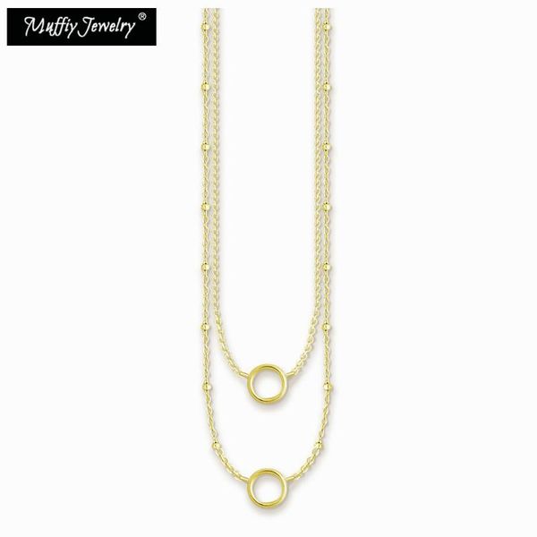 

double charm carrier golden chain necklace, fashion good jewelry for women,2020 spring ethnic gift in 925 sterling silver
