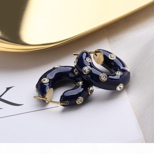 

luxury women earrings yellow gold plated cz enamel hoops earrings for girls women for party wedding nice gift for friend, Golden;silver