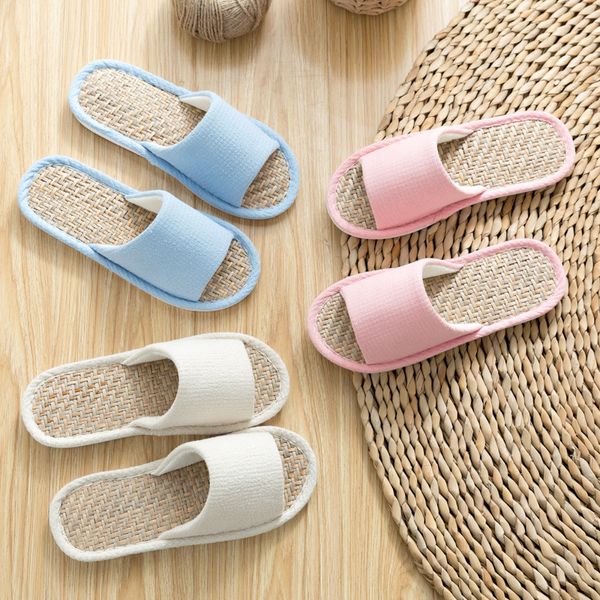 

summer woven slippers for women at home office floor slippers for men and women at home indoor 2020 new, Black