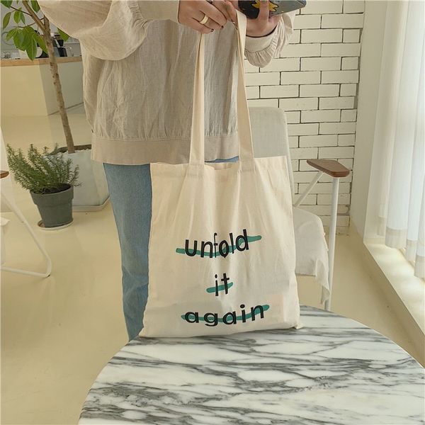 

canvas bags cloth letter fresh summer 2020 single shoulder bags casual totes women handbags white large ladies
