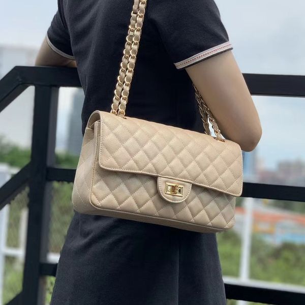 

1112 pearl caviar ball pattern 25.5cm diamond lattice single shoulder messenger female bag chain bag leather layer