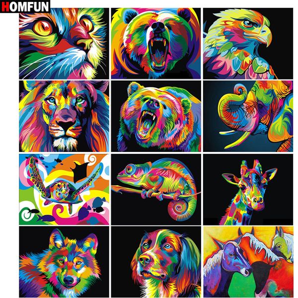 

homfun full square/round drill 5d diy diamond painting "colorful animals" 3d embroidery cross stitch 5d home decor gift bk011
