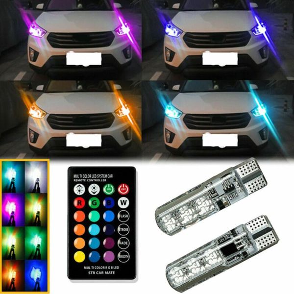 

100% brand new multi-color rgb led bulbs w/rf remote control for car parking lights 168 194 t10 durable and practical