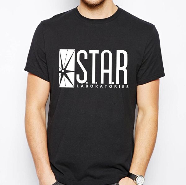 

star laboratories the flash t shirts men ltter print man t-shirts short sleeve o neck tshirt cotton euro size mens tee