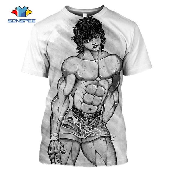 

comic grappler baki japan boxing anime men ninja violent 3d print shirts hippie oversized kawaii men clothing