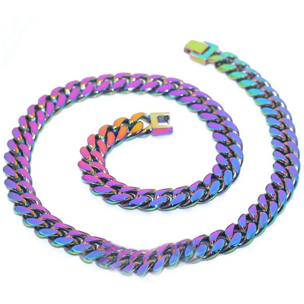 

vintage colorful stainless steel bracelets for men women fashion curb cuban link chain bracelet male accessories punk jewelry, Black