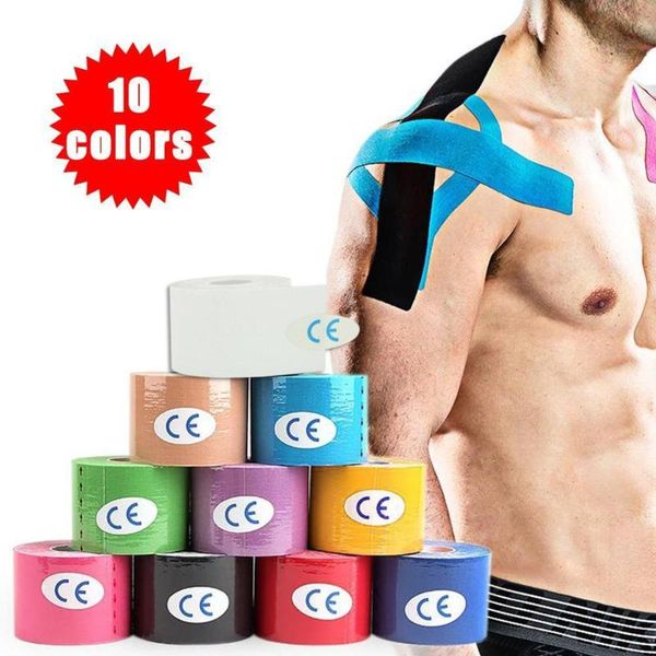

kinesiology tape sport athletics elastic knee brace support elbow protector pad volleyball bandage fixer tape wristbands, Black;gray