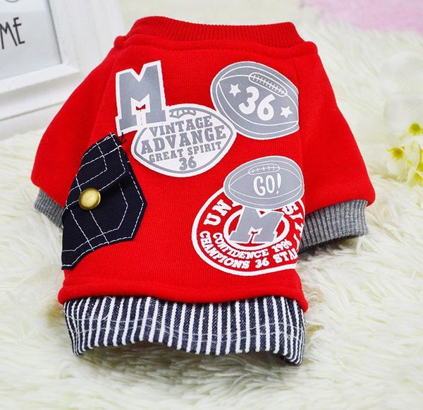 

dog s clothes autumn and winter the new fashion splice letter printing pocket sweatshirt thicken keep warm dog coat wholesa