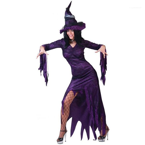 

halloween stage dresses vneck with hat designer magic witch cosplay club womens dresses fashion party purple, Black;red