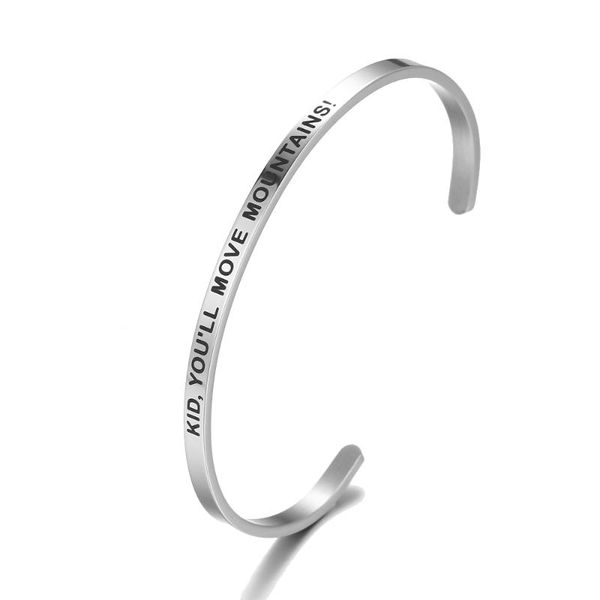 

stainless steel engraved kid you will move mountains positive inspirational mantra bracelet for men women jewelry, Black