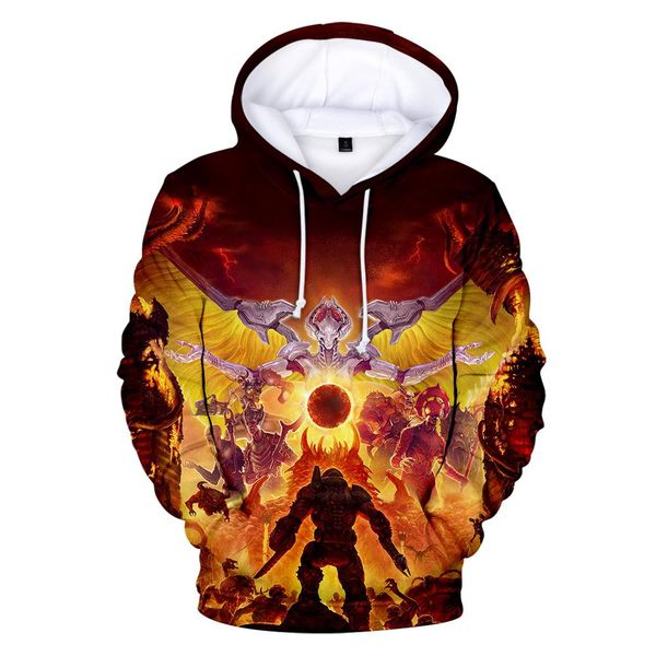 

2020 doom eternal hoodies 3d print casual sweatshirts harajuku long sleeve clothes hooded plus size for men, Gray