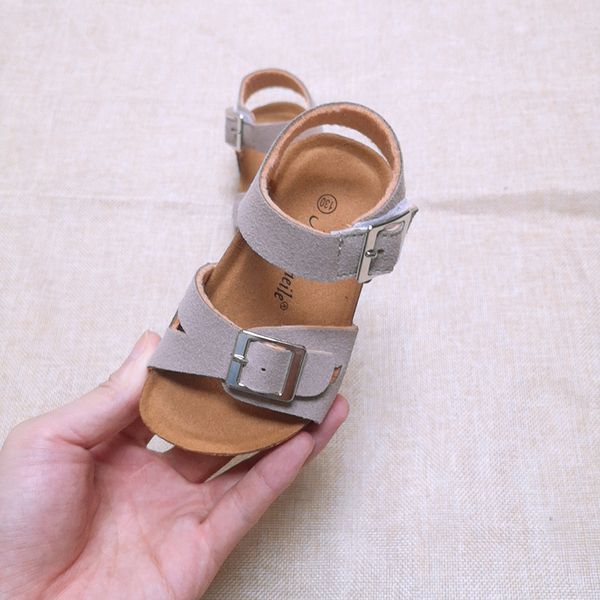 

pu leather 2020 children gladiator sandals baby girls flat beach kids casual shoes y200619, Black;red