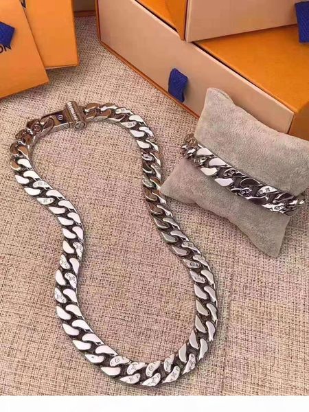 

new arrive fashion new arrive men 316l titanium steel engrave four leaf flower colored enamel 18k gold thick chain links patches chain, Silver