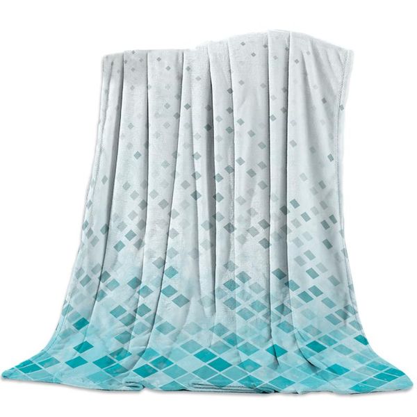 

geometric cyan rectangle gradient mosaic throw blanket soft comfortable velvet plush blankets warm sofa bed sheets