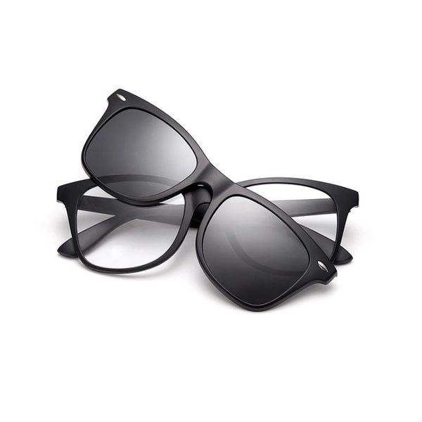 

w-146 magnetic polarizing sunglasses frames goggle mirror set clip myopia optical eyeglasses frames male big face men sunglasses, Black