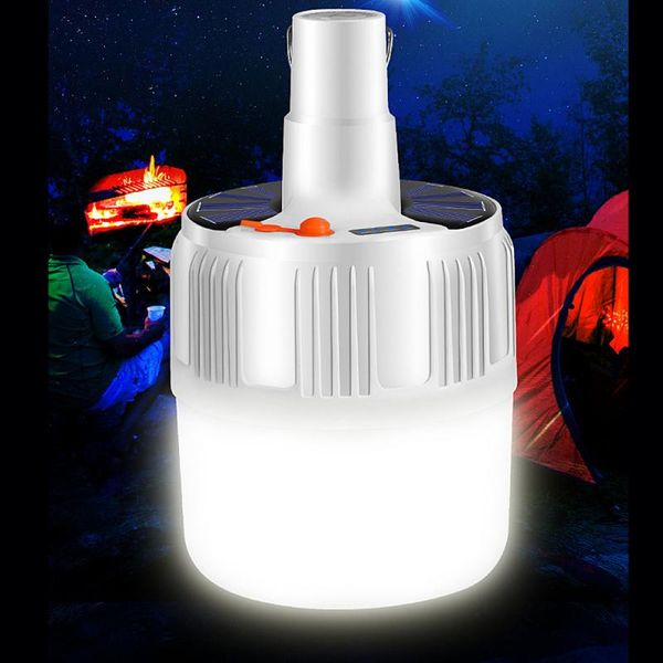

5000k portable solar led bulb hanging night market light lamp 100w usb rechargeable emergency lamp outdoor camping tent light