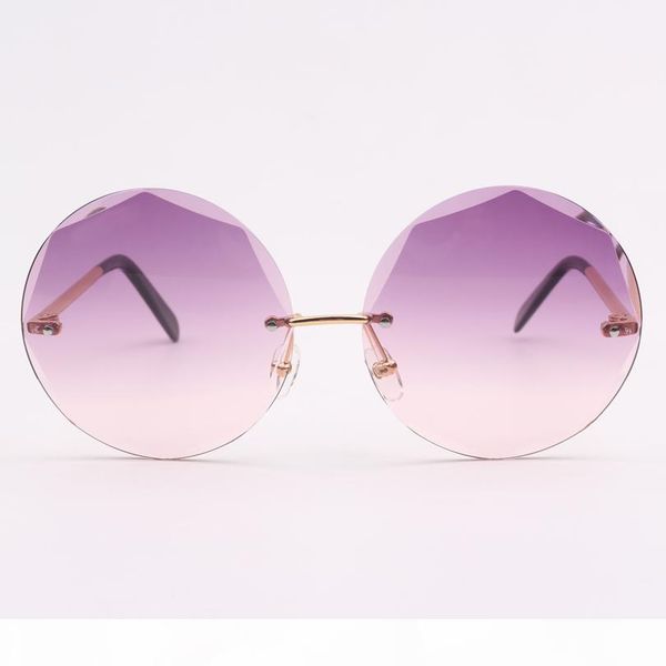 

brand round frame purple gradient lens fashion sunglasses women, outdoors women eyewear rimless with original box, White;black