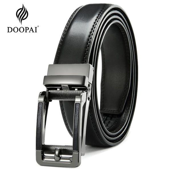 

doopai men's leather belt personality multiple colors available automatic belts leisure fashion bovine leather pants waistband, Black;brown