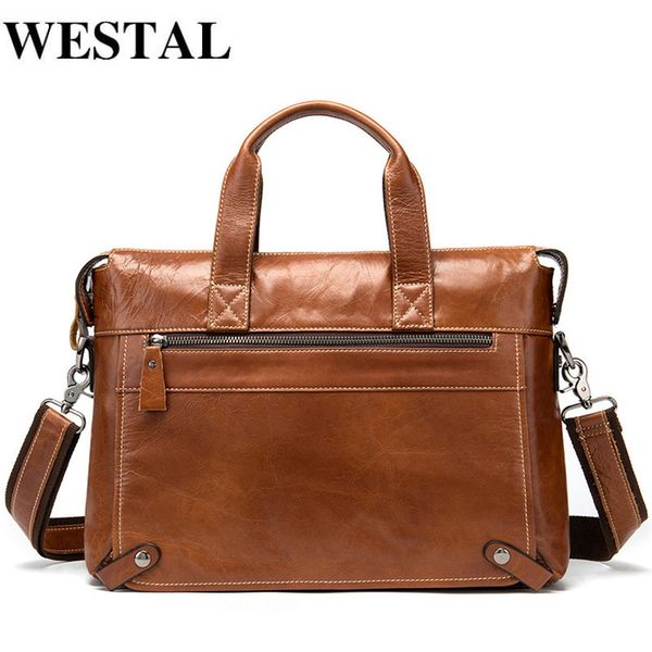 

westal briefcase genuine leather bags men briefcase handbags office bags for men's bag leather lapbag business briefcases