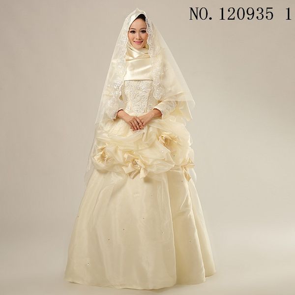 

мусульманские женщины платье свадебное платье свадебные одежды, White