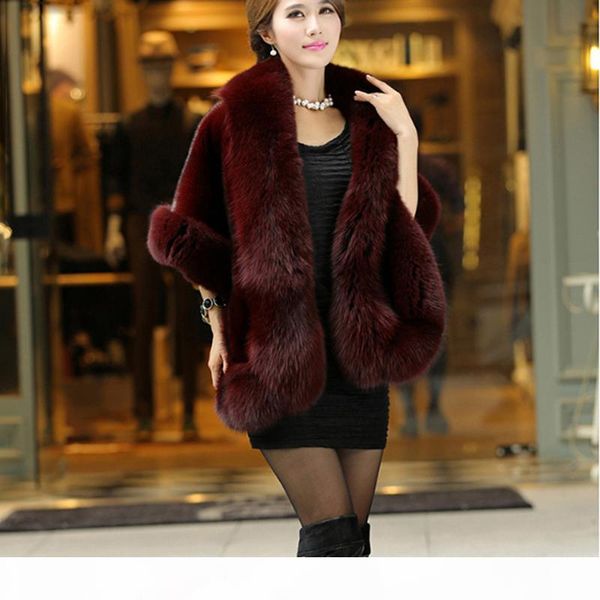 

luxury elegant womens faux mink cashmere winter warm fur coat shawl cape fashion solid ladies faux fur poncho ho704471