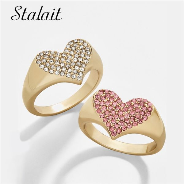 

rings for women jewelry gold promise heart ring wholesale jewelry anillos de oro 18 k mujer anniversary fashion rings 2020 gift, Golden;silver