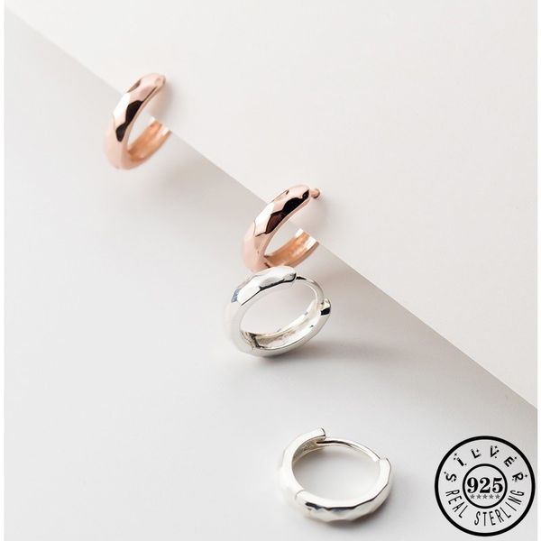 

hoop & huggie mens 925 sterling silver small hoops piercing earrings rose gold color plated minimalist kpop ear rings earings for women, Golden;silver