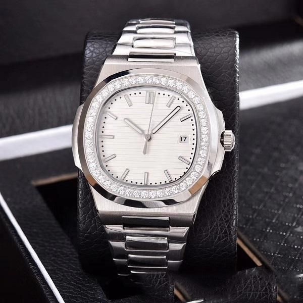 

rose gold luxury watches diamond automatic mechanical watch stainless steel strap blue dial nautilus men mens watch watches, Slivery;brown