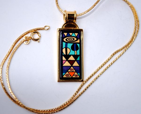 

geometric fantasy series 18k gold-plated enamel necklaces for woman rectangular pendant necklace collier, Silver