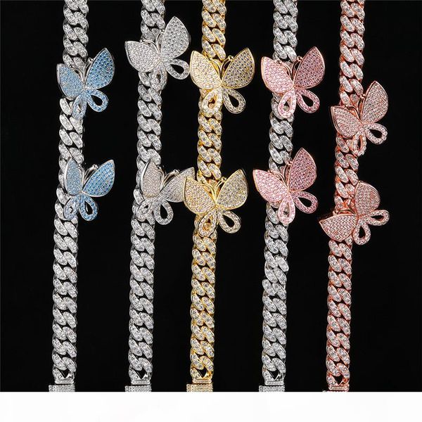 

mens wide bracelet gold silver color 12mm 7 8 9inch ice out full cz miami cuban chain bracelet men's hip hop jewelry wholesale, Black