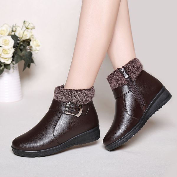 

new women winter fur ankle snow boots comfortable thick plush keep warm sneakers ladies flock platform cotton shoes botas mujer, Black