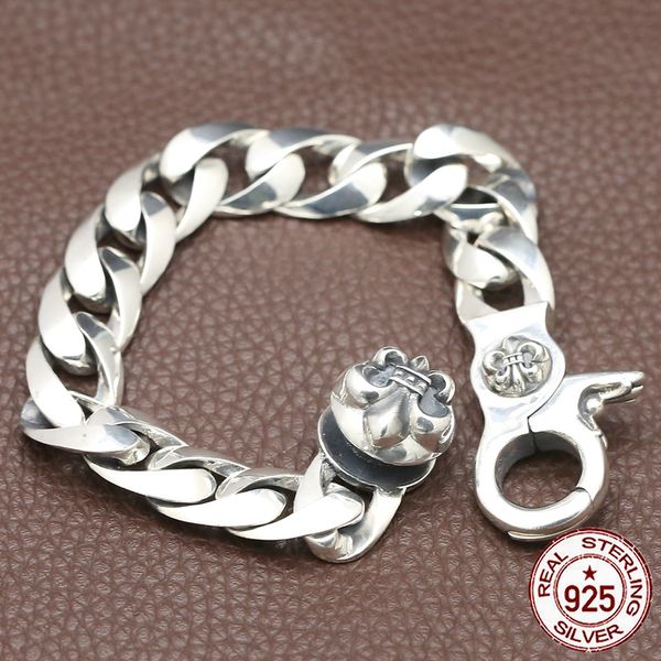 

100% s925 sterling silver bracelet personality sleek minimalist retro jewelry domineering anchor shape to send a gift of love, Black