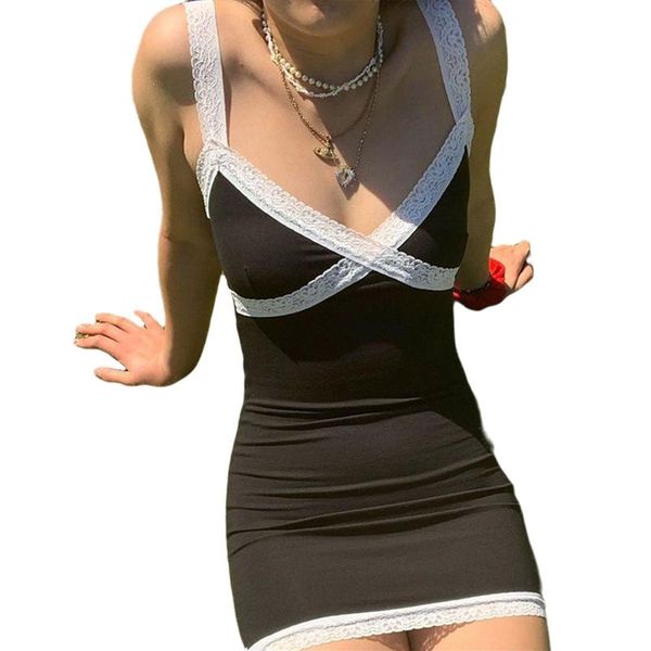 

new women bodycon dress summer dinner dresses for women lace slim fit dresses sleeveless bohemian dress, Black;gray