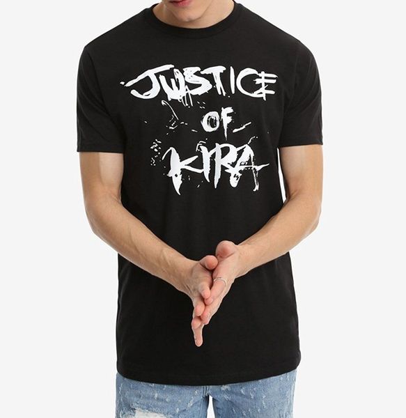 

100% хлопок печати mens summer death note justice киры аниме япония netflix t-shirt mens tee лицензионный футболочку