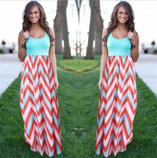 

женская волна полосатый bohemian платья мода без рукавов scoop neck длинные платья лета женщин платья макси, Black;gray