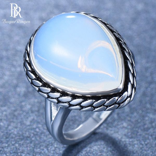 

bague ringen sterling silver 925 ring for women water drop pyriform leaf simple fashion student birthday gift size5,6,7,8,9,10, Golden;silver