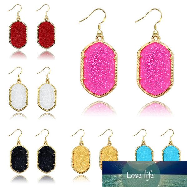 

9colors fashion gold bezel kendra style signature earrings fluorescent geometry diamond statement earrings dangle earrings for women girls, Silver