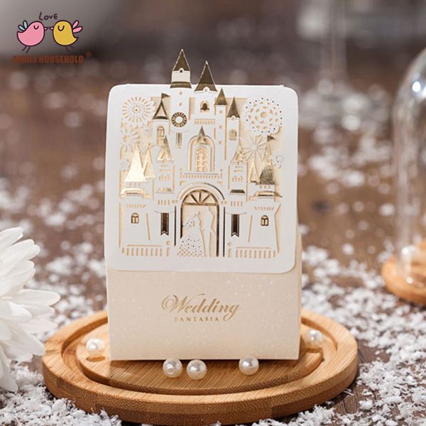 

75*38*105mm hollow golden castle wedding decoration candy box 50pcs ing