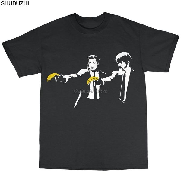 

banksy pulp fiction inspired t-shirt 100% cotton banksey graffiti artist short sleeve men t shirt summer anime sbz1181