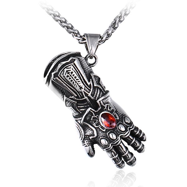 

vintage titanium steel pendant men's white steel necklace glove-shaped necklaces classical special jewelry, Silver