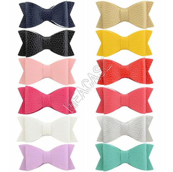 

cute girls solid hairbows leather hairpins women hair ties holder bows hair clips baby barrettes student party hair boutique sale d81908, Slivery;white